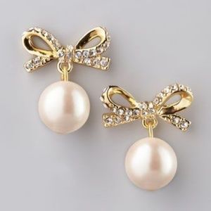 ♠️ Kate Spade ♠️ Crystal Bow and Pearl Earrings